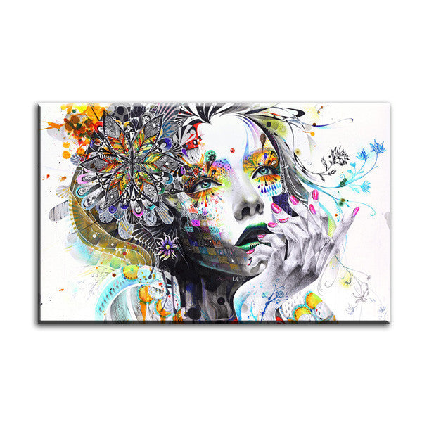 1 Piece Modern Wall Art Girl With Flowers Unframed Canvas Painting For Home Bedroom Art Wall Decoration Wall Pictures LZ003