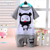 100% Cotton Baby Boys Girls Clothing Set Children Shirt + Pants Set Kids Cartoon Clothes Casual Suits 5 Design 2015 Summer