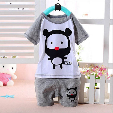 100% Cotton Baby Boys Girls Clothing Set Children Shirt + Pants Set Kids Cartoon Clothes Casual Suits 5 Design 2015 Summer