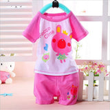 100% Cotton Baby Boys Girls Clothing Set Children Shirt + Pants Set Kids Cartoon Clothes Casual Suits 5 Design 2015 Summer
