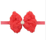 12Clrs Fashion children kids Baby girls Pearl & 2-layer Rose Flowers Bowknot Headband Headwear Hair Band Head Piece Accessories