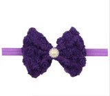 12Clrs Fashion children kids Baby girls Pearl & 2-layer Rose Flowers Bowknot Headband Headwear Hair Band Head Piece Accessories
