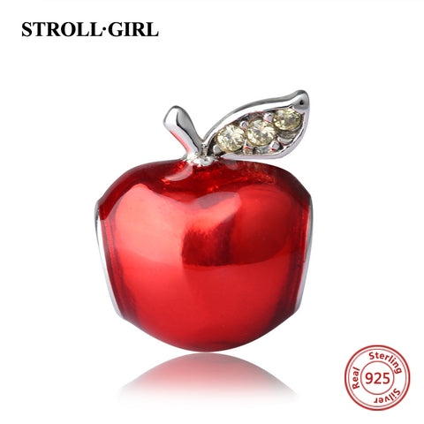 New Collection Silver 925 Beads Red Enamel Apple Charms Beads Fit European pandora Bracelets For Jewelry Making Christmas Gifts