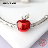 New Collection Silver 925 Beads Red Enamel Apple Charms Beads Fit European pandora Bracelets For Jewelry Making Christmas Gifts