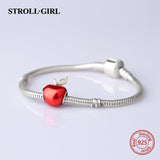 New Collection Silver 925 Beads Red Enamel Apple Charms Beads Fit European pandora Bracelets For Jewelry Making Christmas Gifts