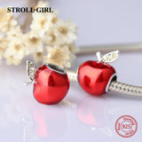 New Collection Silver 925 Beads Red Enamel Apple Charms Beads Fit European pandora Bracelets For Jewelry Making Christmas Gifts