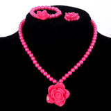 ZOSHI Kids Baby Girl's Imitation Pearls Beaded Sun Flower Necklace Bracelet Ring Jewelry Set Children Party Gift Wholesale Price