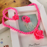 ZOSHI Kids Baby Girl's Imitation Pearls Beaded Sun Flower Necklace Bracelet Ring Jewelry Set Children Party Gift Wholesale Price