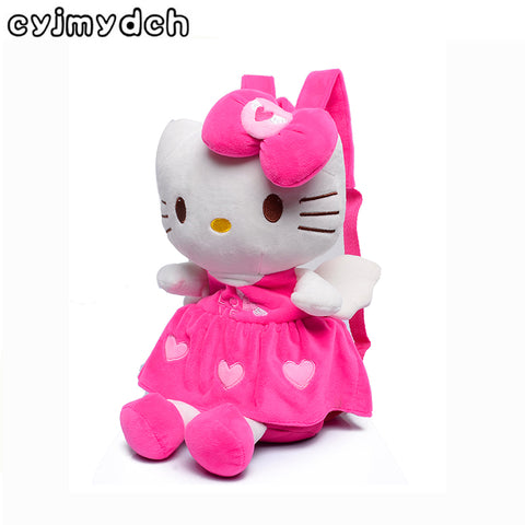 Soft Kity Plush Backpacks For Girls Dolls&Stuffed Toys Rose Red Children Backpack Baby School Bags Kids Baby Bags