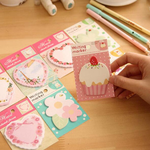 1PC/lot flower heart Notepad / memo pads /Notes Index Flag Sticky Notes / label/message post marker/ bookmark/office and school