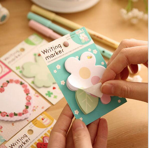 1PC/lot flower heart Notepad / memo pads /Notes Index Flag Sticky Notes / label/message post marker/ bookmark/office and school