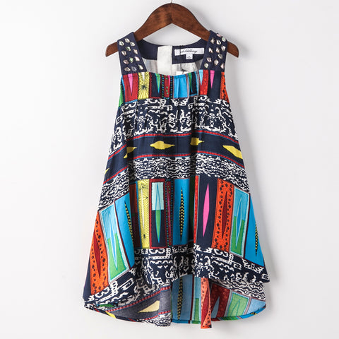 Summer Dress 2016 New Brand Kids Print Party Dress for Girls Children Bohemian Fashion Clothes