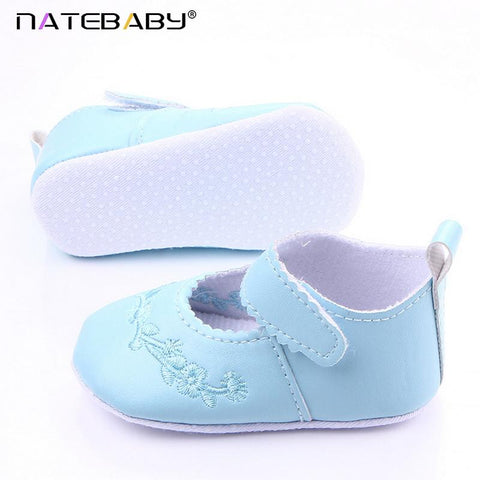 Natebaby Foreign Trade Wholesale Environmental PU Embroidery Baby Shoes 0-1 - Year - Old Toddler Baby Shoes 1650 NA1168