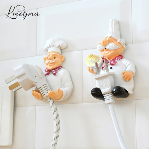 LMETJMA 2pcs/lot Cute Self Adhesive Wall Plug Holder Self Adhesive Plug Hook Kitchen Plug Hanger KCBII011303X2