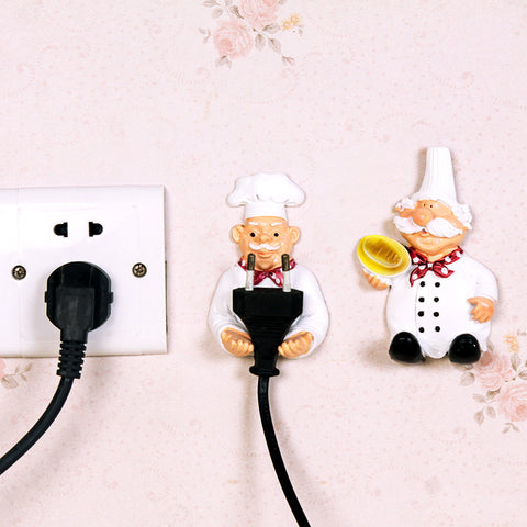 LMETJMA 2pcs/lot Cute Self Adhesive Wall Plug Holder Self Adhesive Plug Hook Kitchen Plug Hanger KCBII011303X2