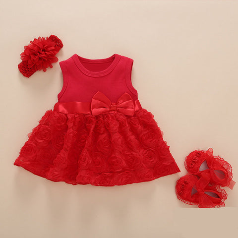 Baby Girls Infant Dress&clothes Summer Kids Party Birthday Outfits 1-2years Shoes Set Christening Gown Baby Jurk Zomer