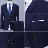 (Jacket+Pant+Tie) Luxury Men Wedding Suit Male Blazers Slim Fit Suits For Men Costume Business Formal Party Blue Classic Black