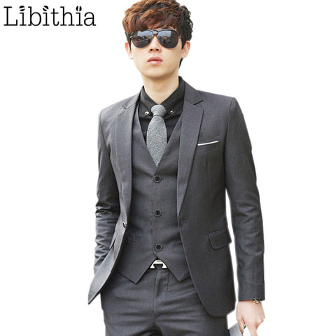 (Jacket+Pant+Tie) Luxury Men Wedding Suit Male Blazers Slim Fit Suits For Men Costume Business Formal Party Blue Classic Black